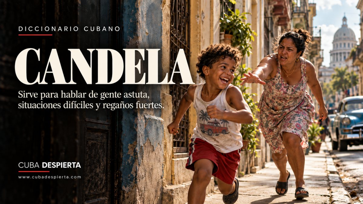 Madre persigue a un niño travieso que huye riendo por una calle de La Habana Vieja, imagen que ilustra qué significa candela