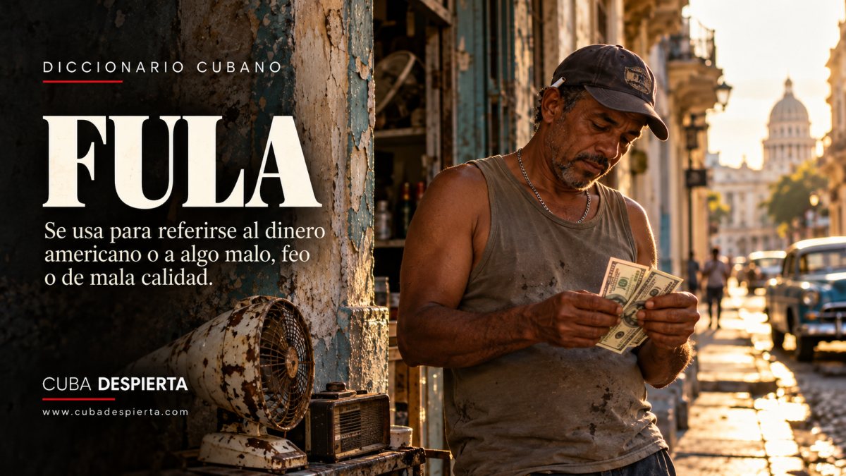 Hombre cuenta billetes de dólar en la puerta de su casa en una calle de La Habana al atardecer, imagen que ilustra qué significa fula