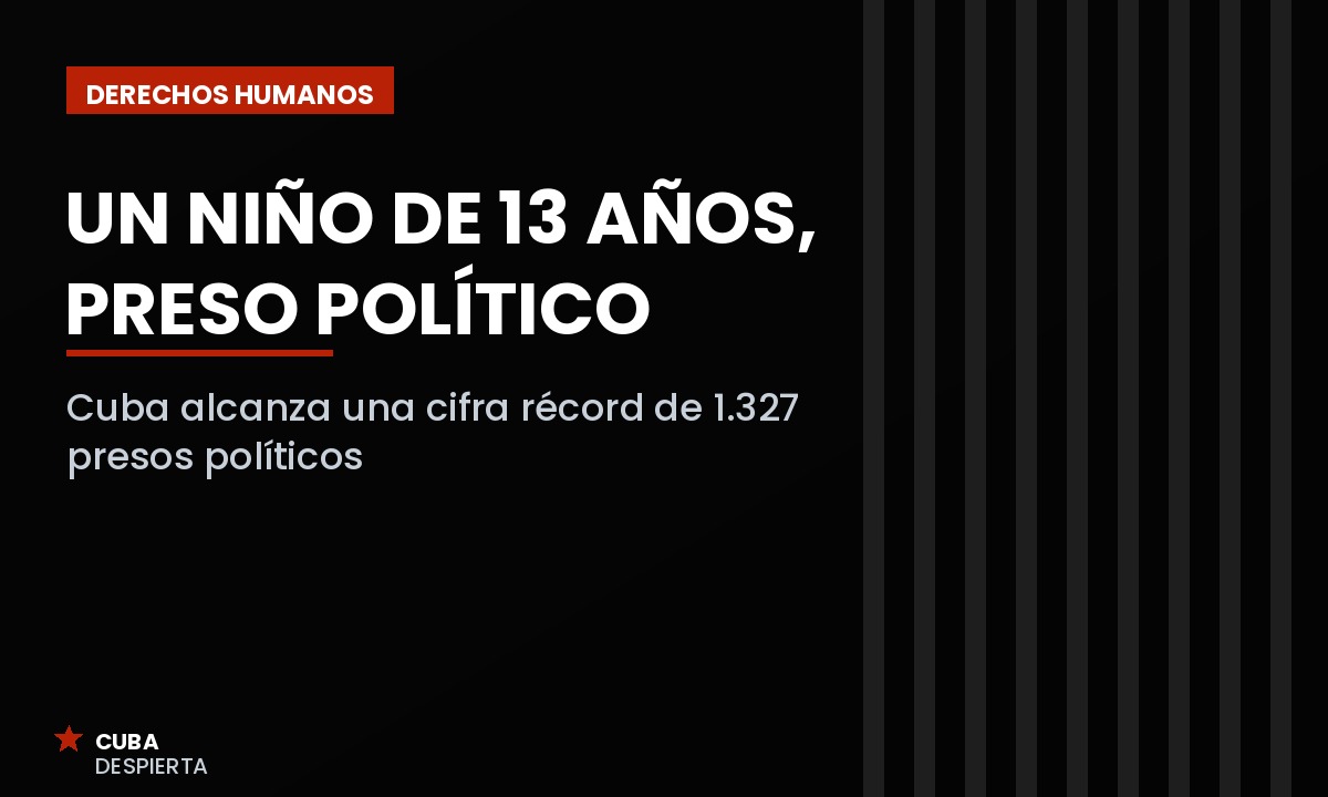 Niño de 13 años preso político en Cuba, récord de 1.327 presos políticos en 2026